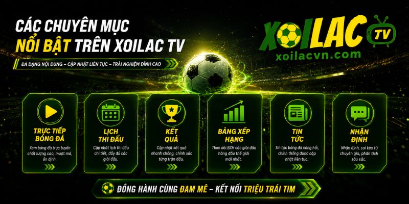 Các chuyên mục nổi bật trên Xoilac TV