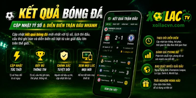 Thông tin thống kê trong kết quả bóng đá gồm tỷ số cầu thủ và dữ liệu trận đấu